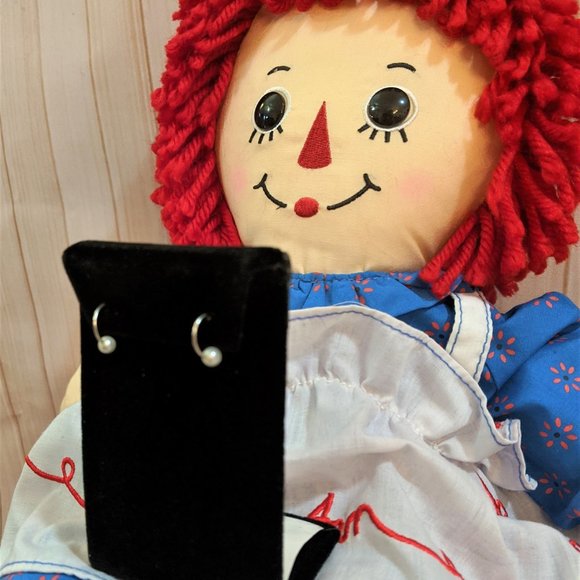 Sterling Silve Pearl Hoop Earrings - Picture 3 of 5